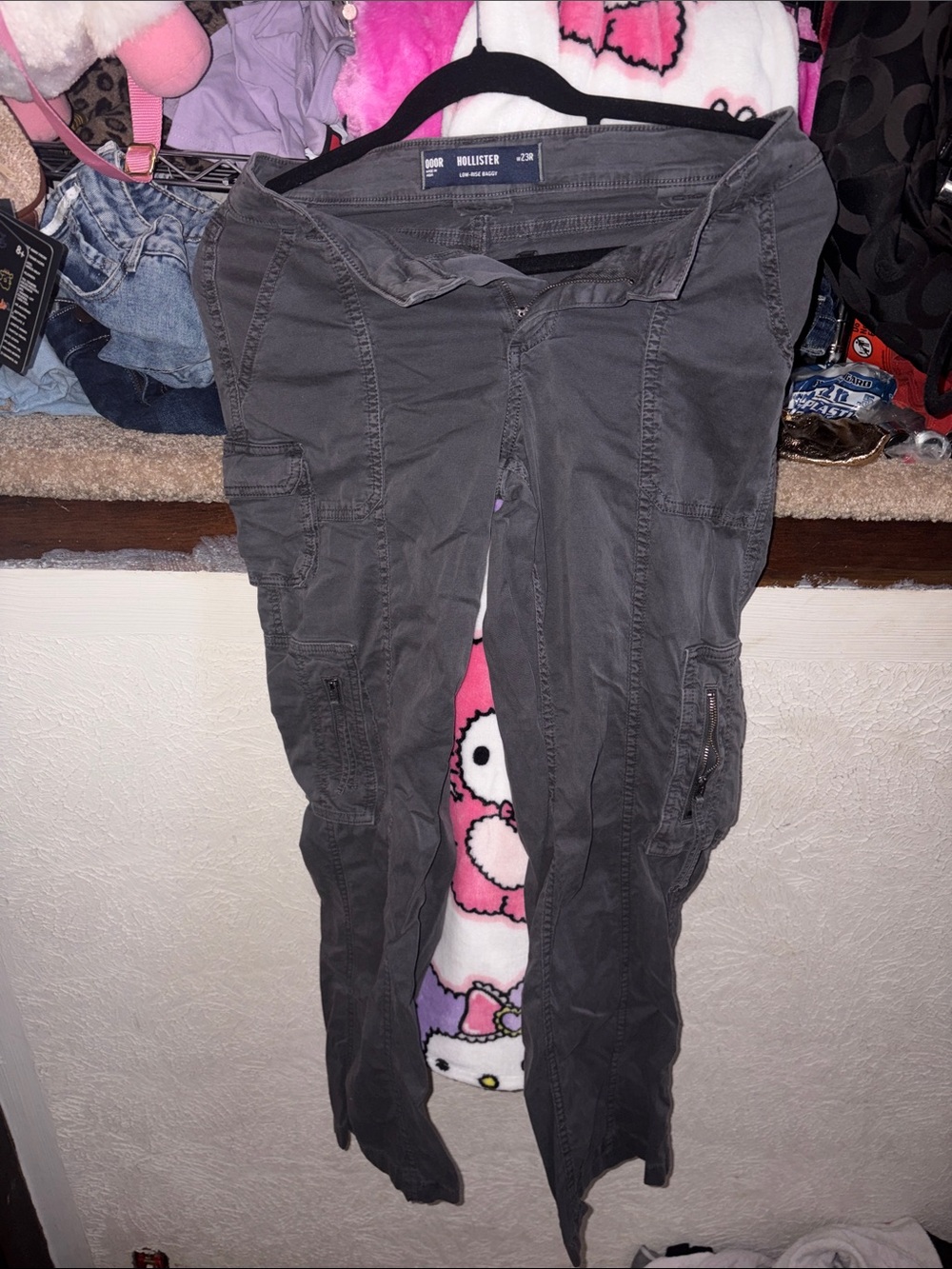 Hollister Women's Charcoal Skinny Cargo Jeans